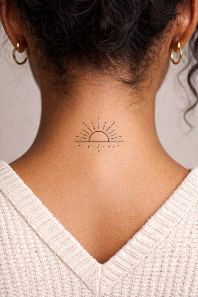 6. Empowerment & Strength Minimal Sun Tattoo