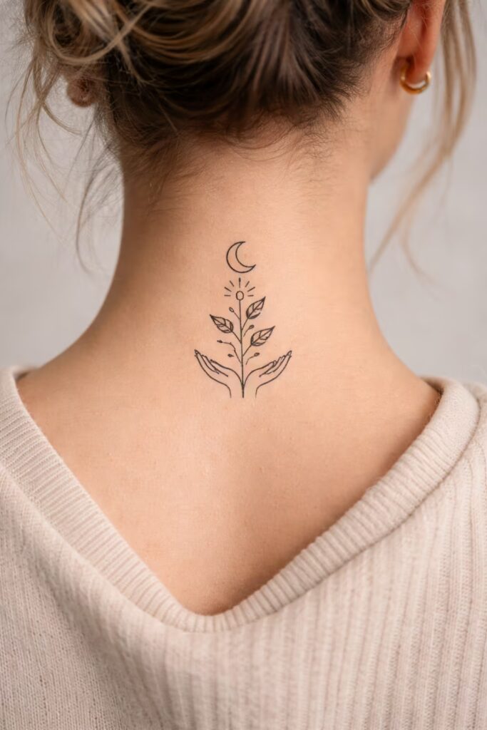 14. Growth & Rebirth Abstract Line Tattoo