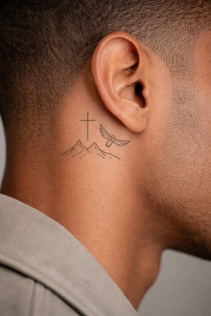 Masculine Edge Back of the Ear Tattoos