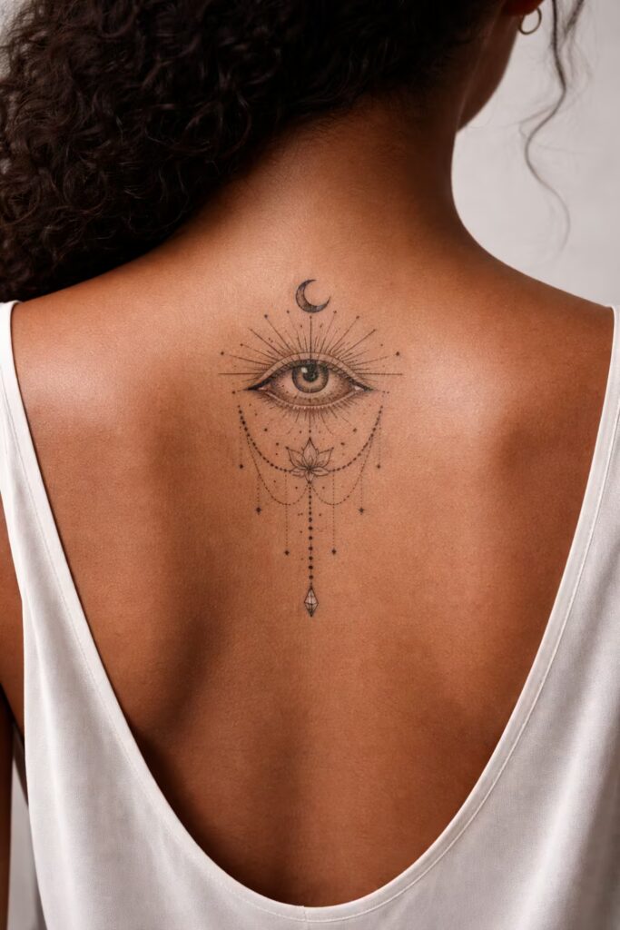 2. Mystery & Divine Energy Upper Back Tattoo