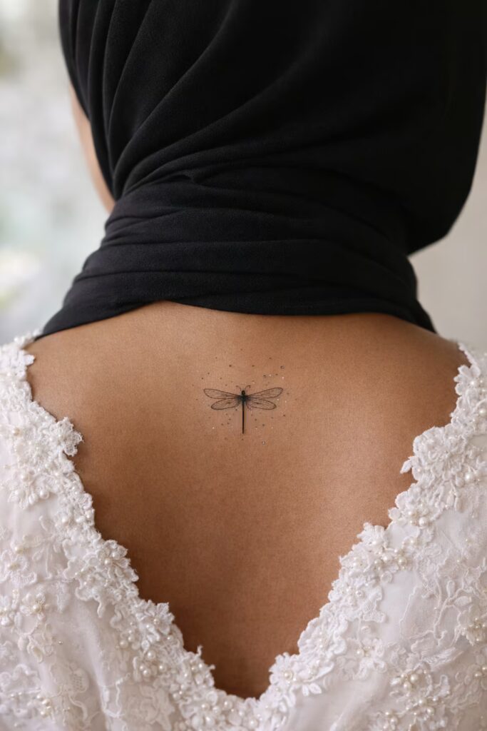 Nape Dragonfly & Lace Nurse Tattoo Design