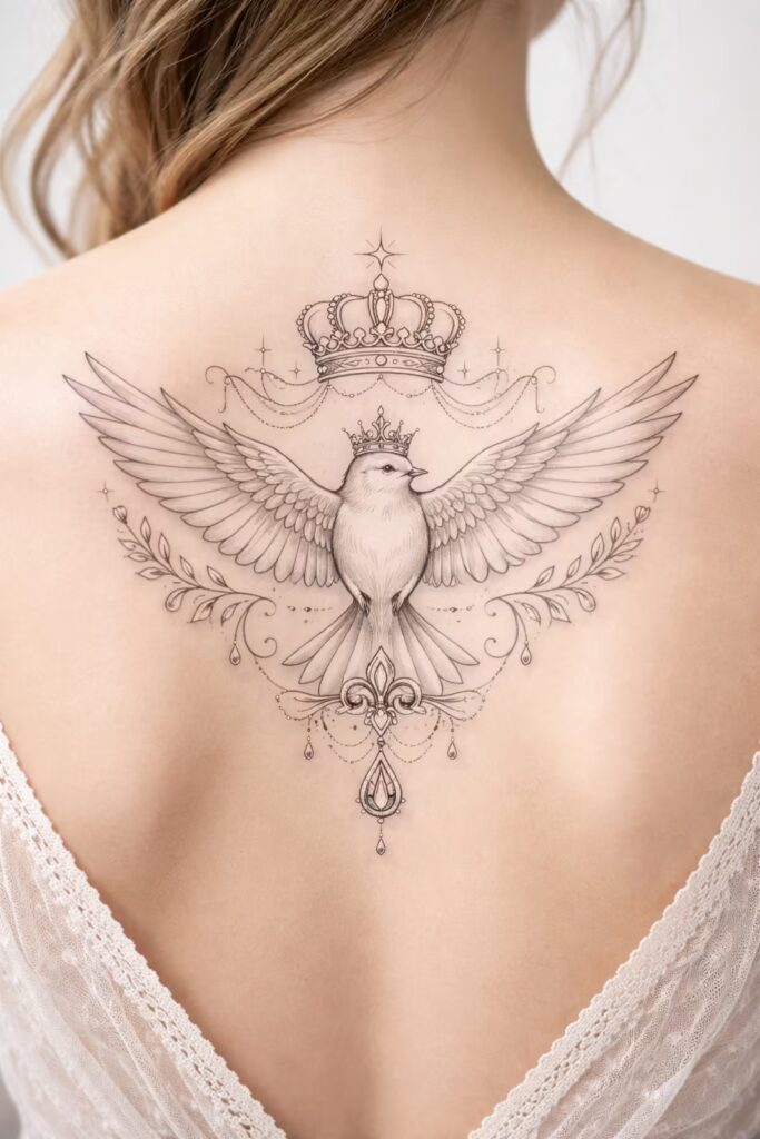 11. Royal Elegance Bird Tattoo