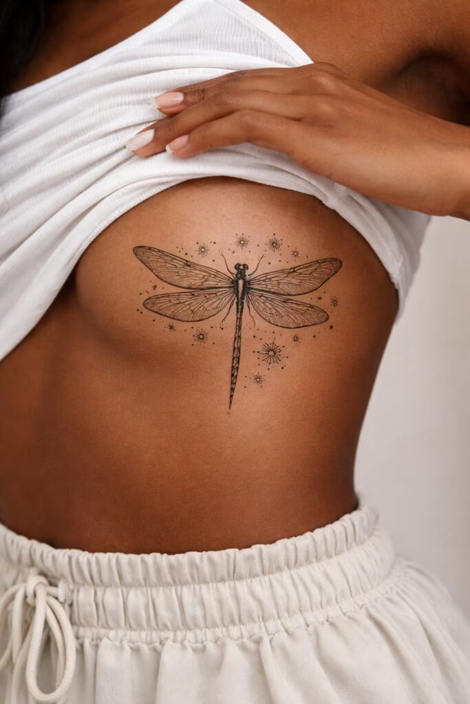 Starry-Dragonfly-Tattoos-for-Women-on-Ribcage.