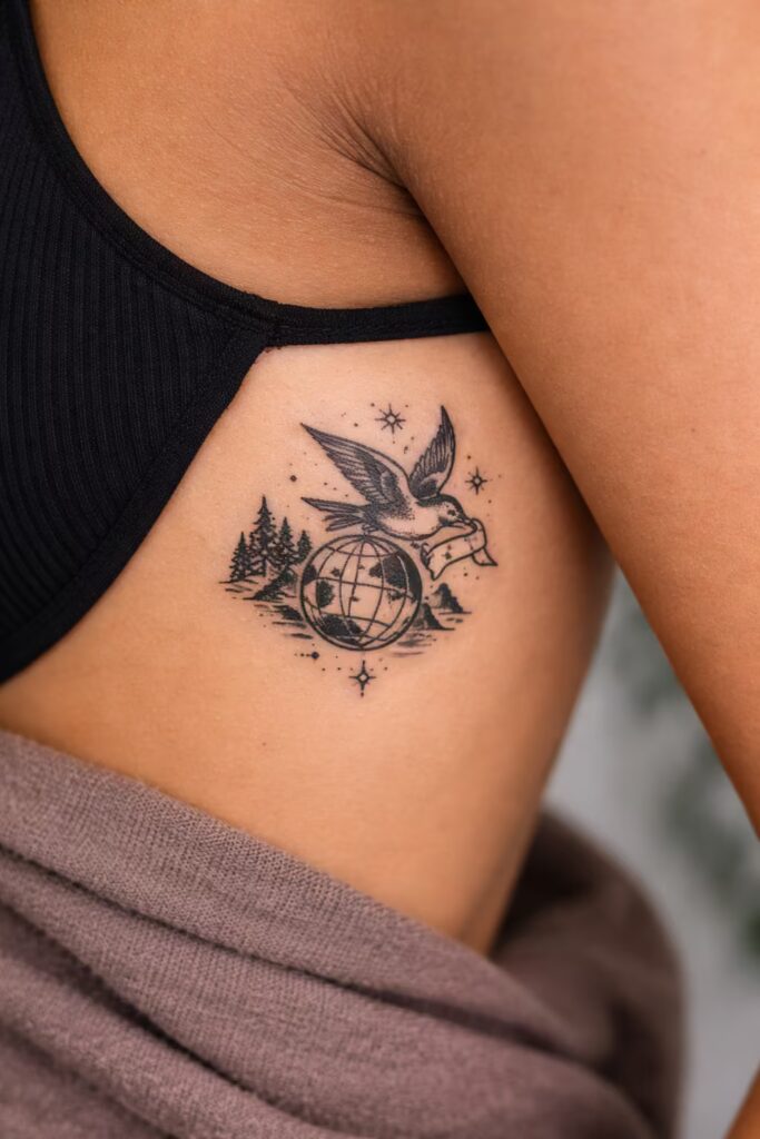 9. Traditional Swallow Tattoo Idea for Women