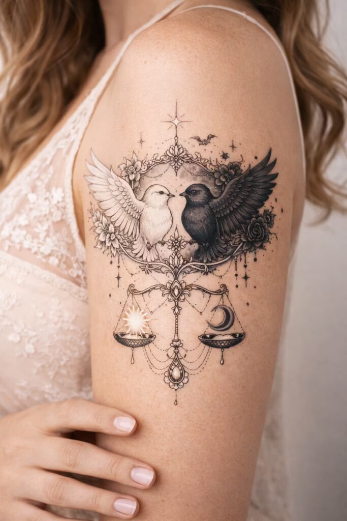 12. Yin-Yang Bird Tattoo