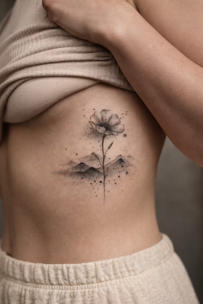 3D Cultural Motif Rib Tattoos – Ornamental Geometric Elegance
