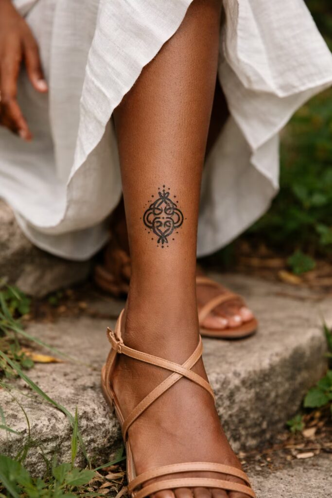 Abstract Celtic Knot Shin Tattoos