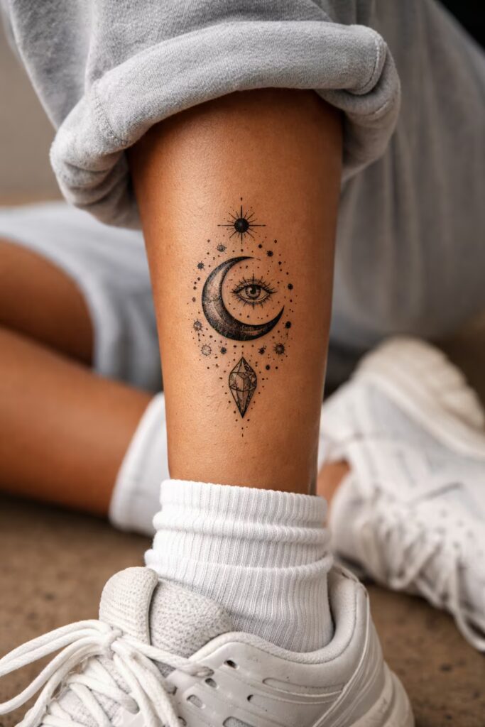 Astral Alignment Shin Tattoos A Cosmic Connection