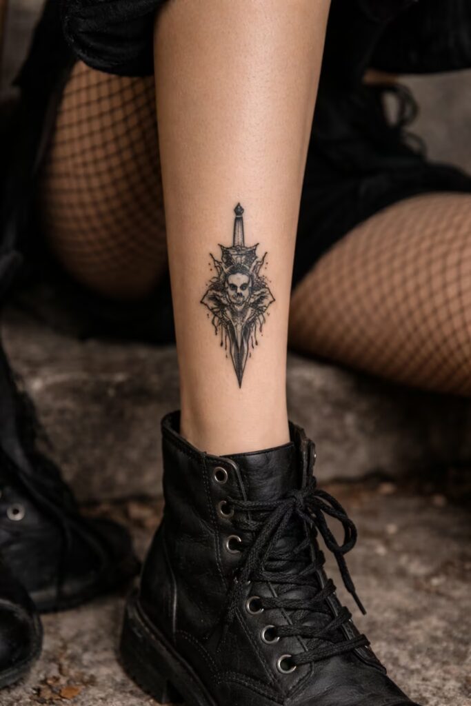 Bio-Mechanical Warrior Spirit Shin Tattoos