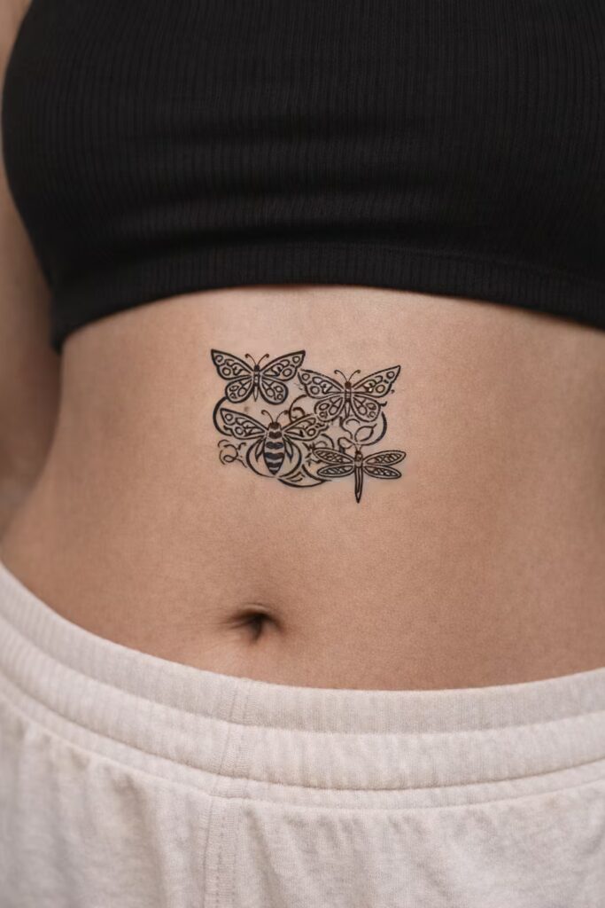 Celtic Knotwork Butterflies & Insects Stomach Tattoos bee