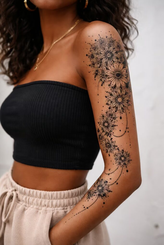 Mandala & Flower Tattoo Sleeve – Daisy Chain Fusion