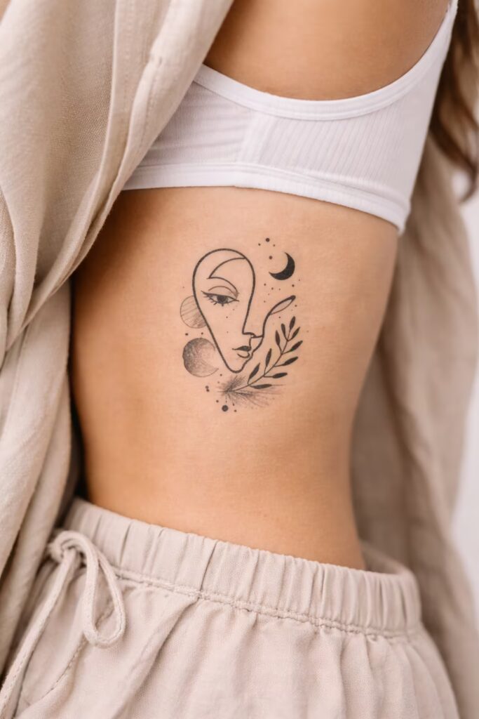 Minimalist Abstract Art Rib Tattoos