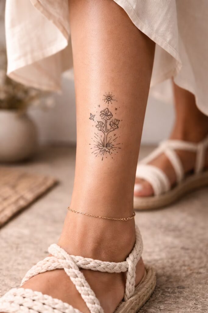 Nature’s Resilience Shin Tattoos
