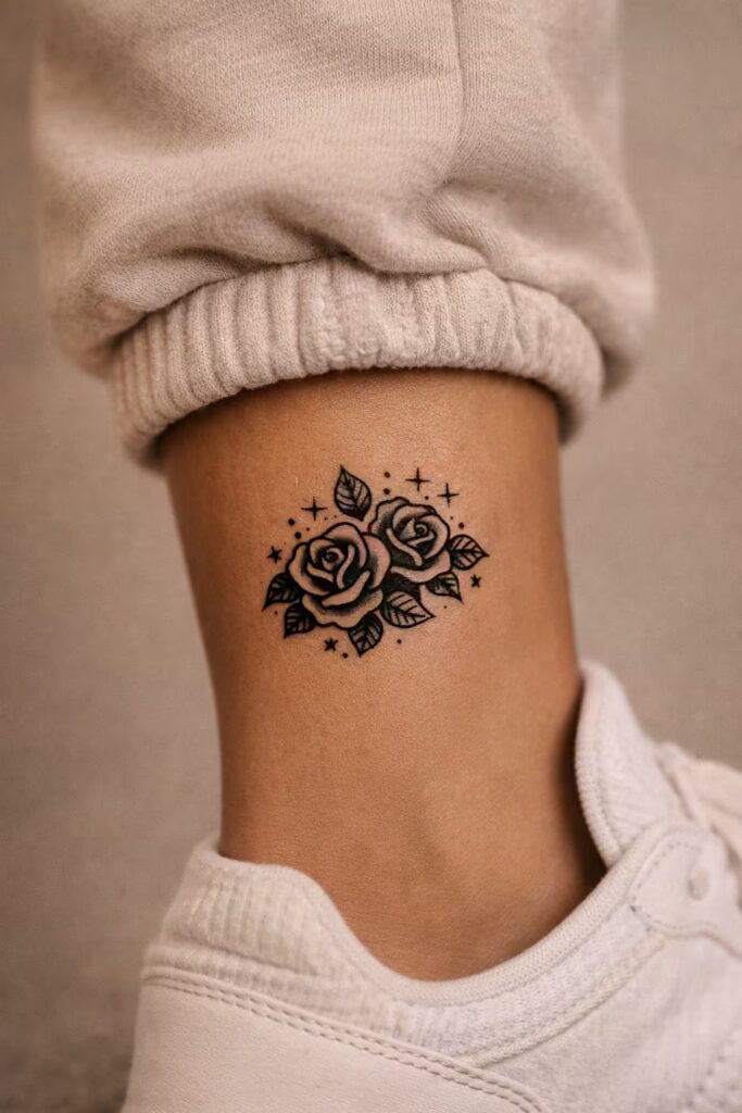 2. Rose-Themed Traditional Tattoos: Old School Flower Power