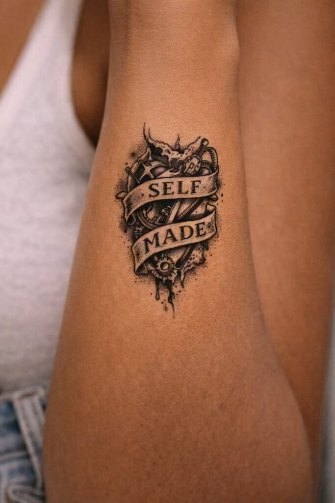 Self-Made Emblem Traditional Tattoo