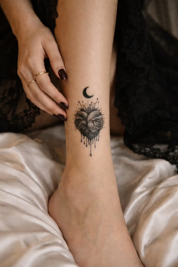 Surreal Dark Romance Shin Tattoos