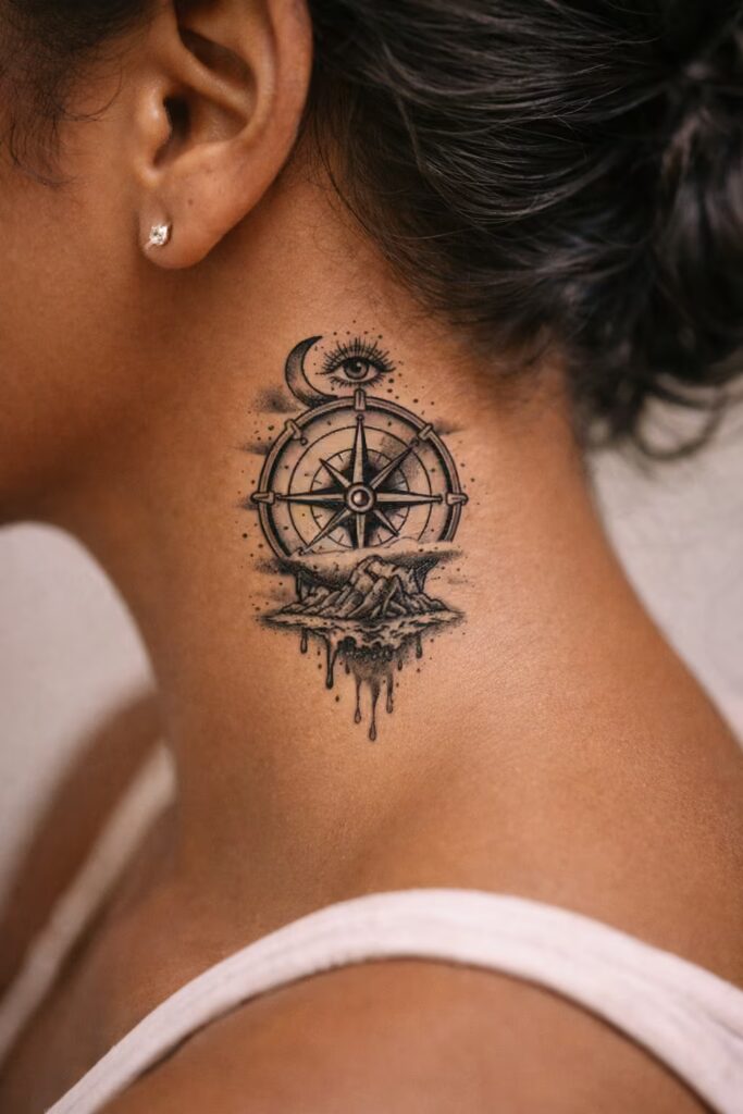 13. Compass-Themed Traditional Tattoos: Direction and Purpose