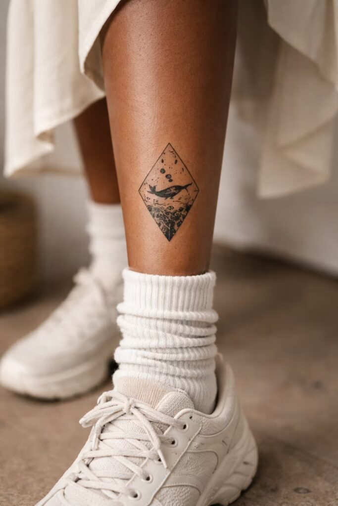 Whimsical Wildlife Shin Tattoos