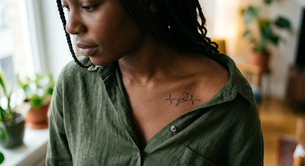 A Single Robin EKG Script_ A Poetic Miscarriages Tattoo for Women
