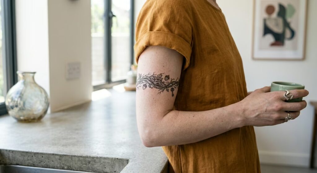 Elevated Surrealist Driadic Arm Vines Wrapped Around Arm Tattoo