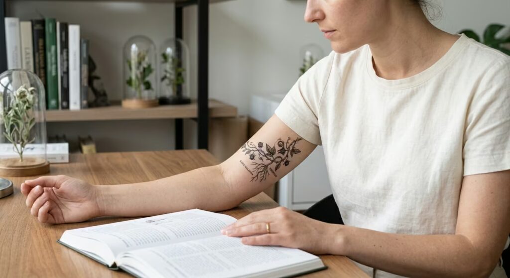 Eye-Level Botanical Illustration Villainous Vines Wrapped Around Arm Tattoo