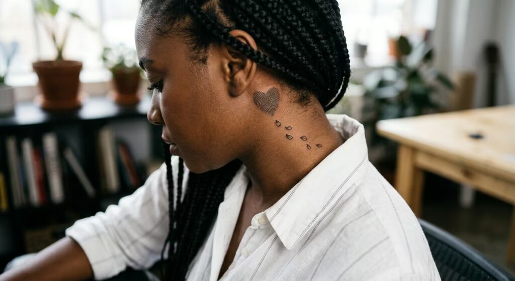 Fingerprint Heart Falling Petal Trail Miscarriages Tattoo for Women