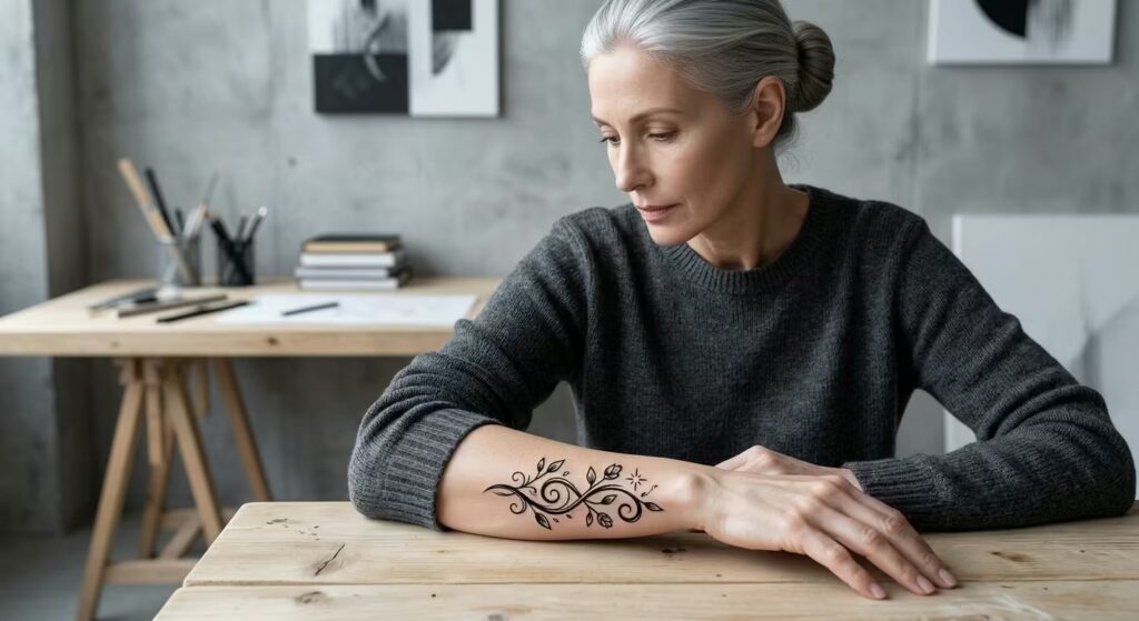 Graphic Novel Style Healing Vines wrapped around arm tattoo