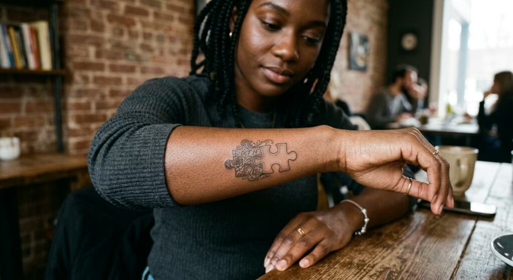 The Missing Piece Puzzle Chicano Fine Line Miscarriages Tattoo for Women
