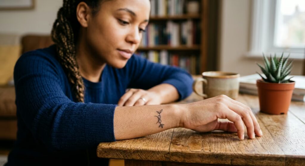 The Ribbon Knot Seedling & Sprout Miscarriages Tattoo for Women