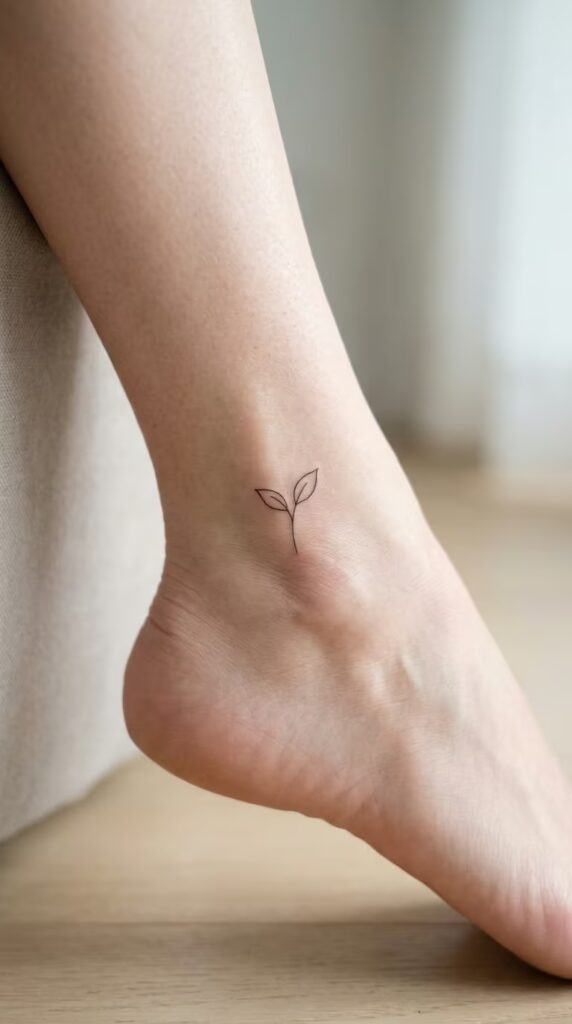 Bloom Seedling Flower ankle tattoo