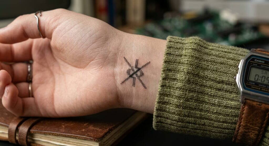 Deadlock Root Cipher A Unique Simple Cyber Sigil Tattoo for Women
