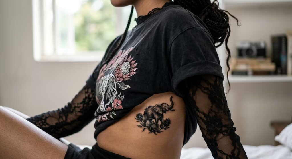 Defiant Tenderness The Tiny Protea Encaustic Elephant Tattoos for Women