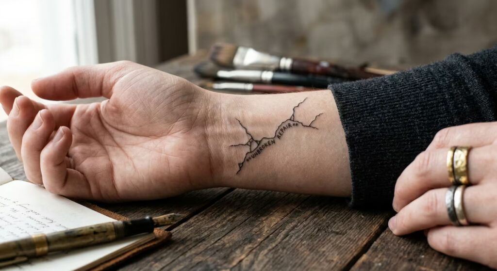 Embracing the Crack_ Tiny Wrist Tattoos that Speak a Raw Kintsugi Truth
