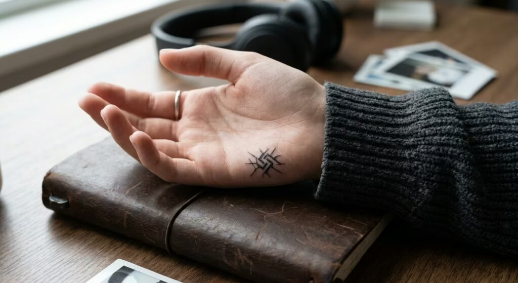 Fracture_Lock A Tiny, Simple Cyber Sigil Tattoo for Women