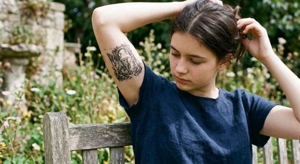 Guardian of Ruined Dreams Ancient Elephant and Wild Ivy Tattoo for Women