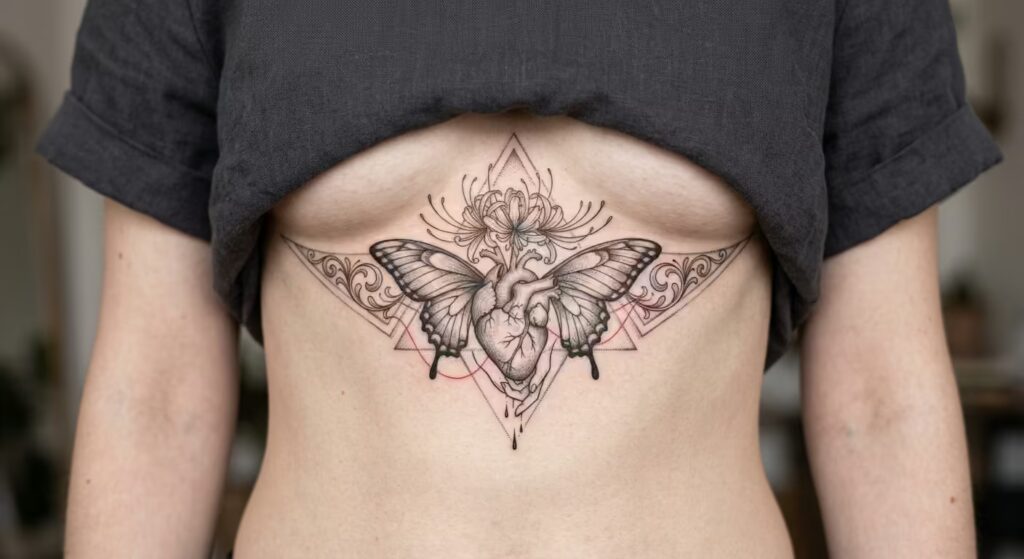 Irezumi Art Nouveau Spider Lily Under-Bust Tattoo