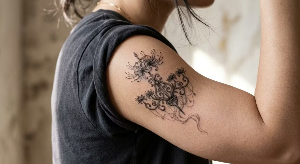 Luminous Higanbana Chandelier: Spider Lily Tricep Tattoo