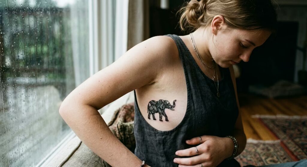 Stained Glass Resilience The Kintsugi Elephant Tattoos for Women