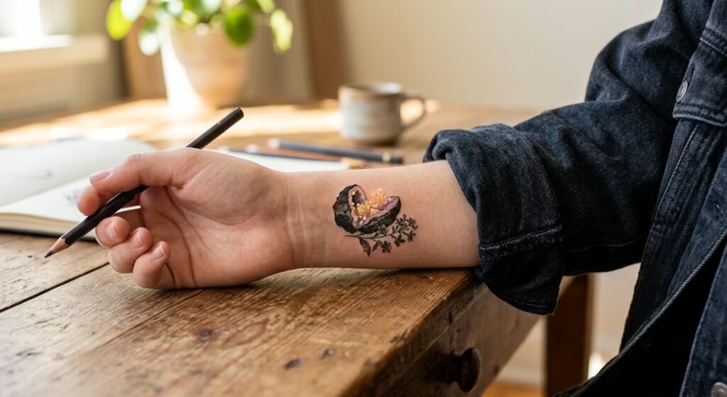 Sunrise Geode Transformation A Brighter Days Ahead Tattoo for Women