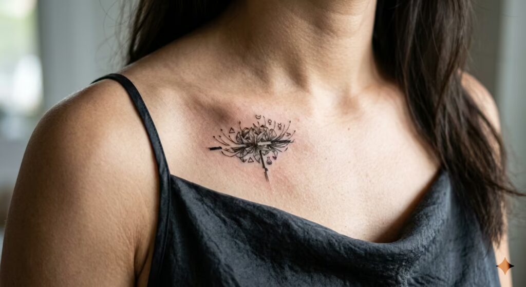 The Alchemist's Shattered Bloom Spider Lily Tattoo