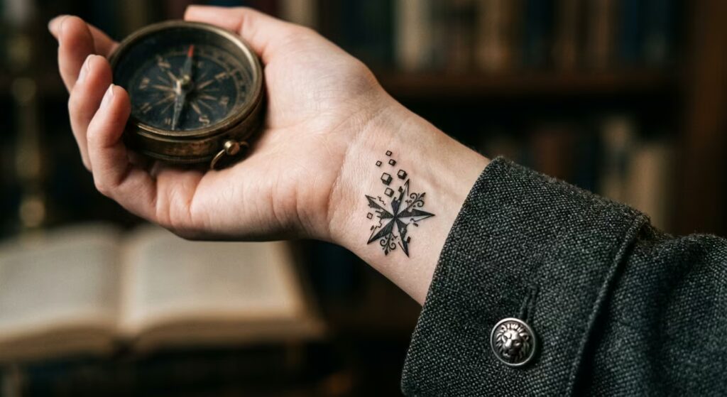 The Ascending Corrupt_ A Gothic Glitch Star for Tiny Wrist Tattoos