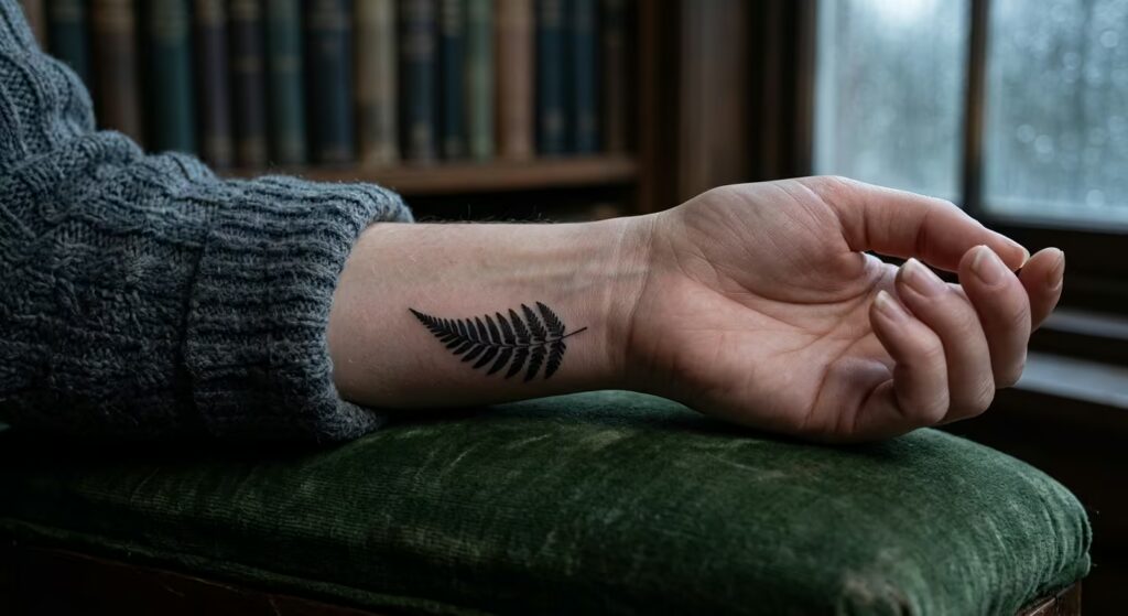 The Fern of Reflection_ A Tiny Wrist Tattoo for Introspective Souls