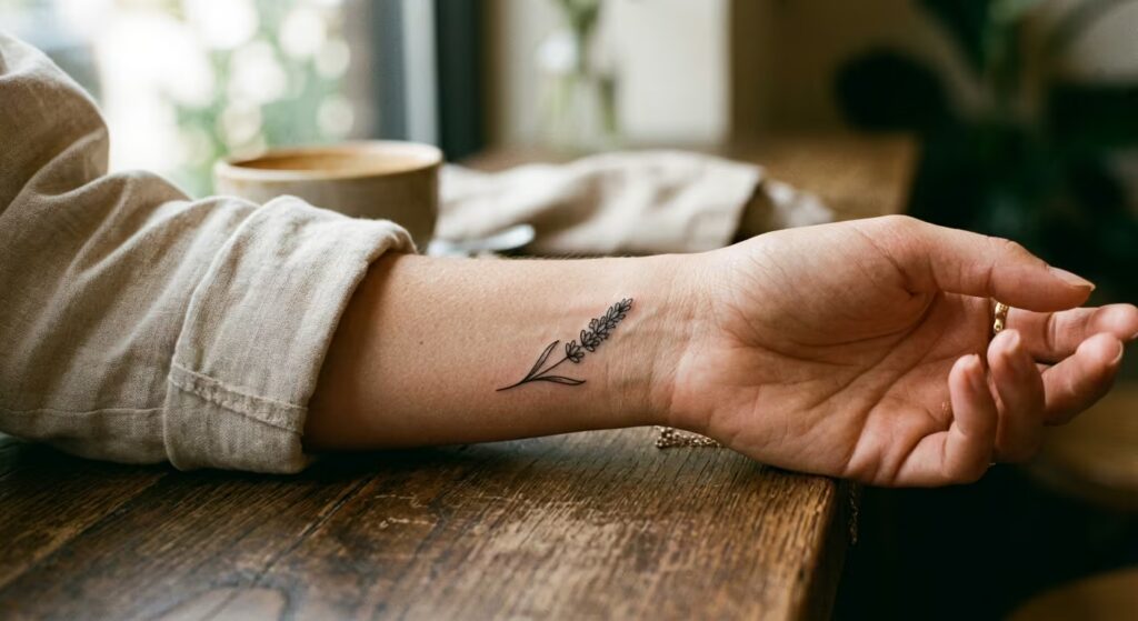 The Grounded Lavender_ Unique Tiny Wrist Tattoos for a Calm Soul