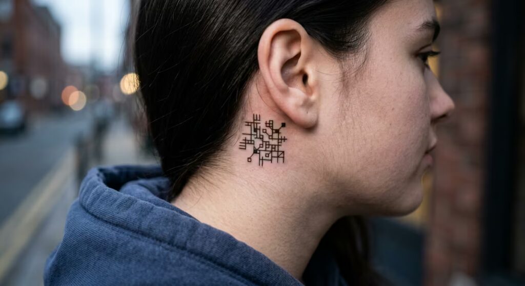 The Individuality Glitch A Simple Cyber Sigil Tattoo for Women