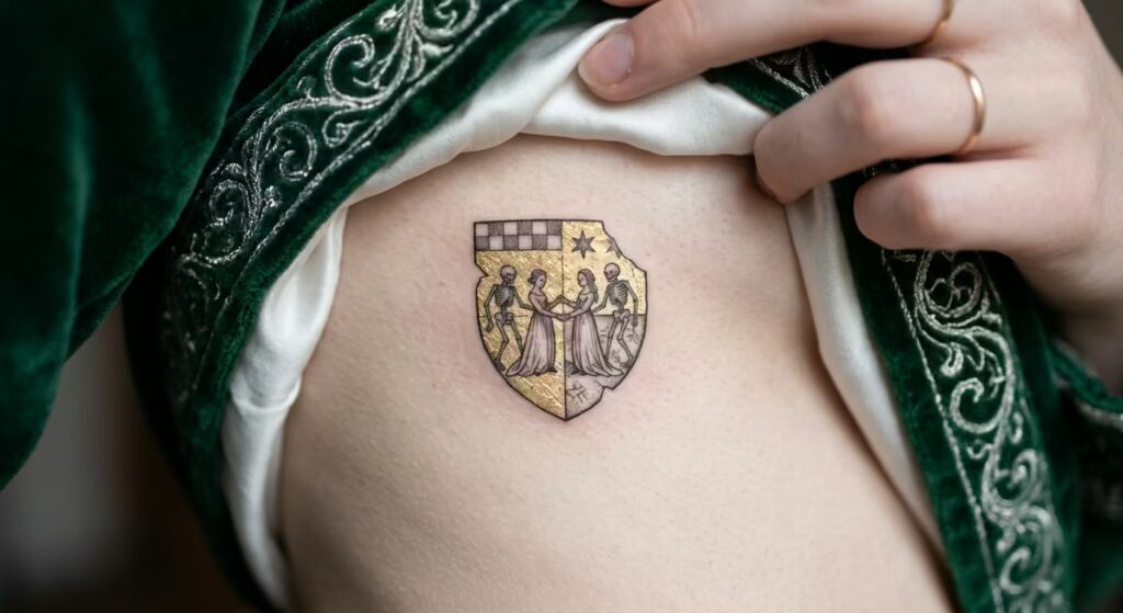 The Mortal Dance Fragment A Bespoke Medieval Art Tattoo for Women