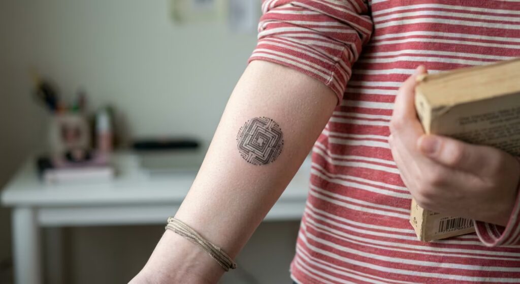 The Unhandled Exception – Simple Cyber Sigil Tattoo for Women