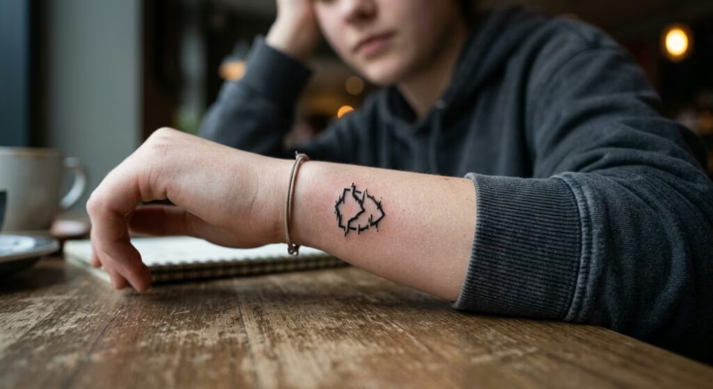 Zero-Day Boundary Glyph A Simple Cyber Sigil Tattoo for Women
