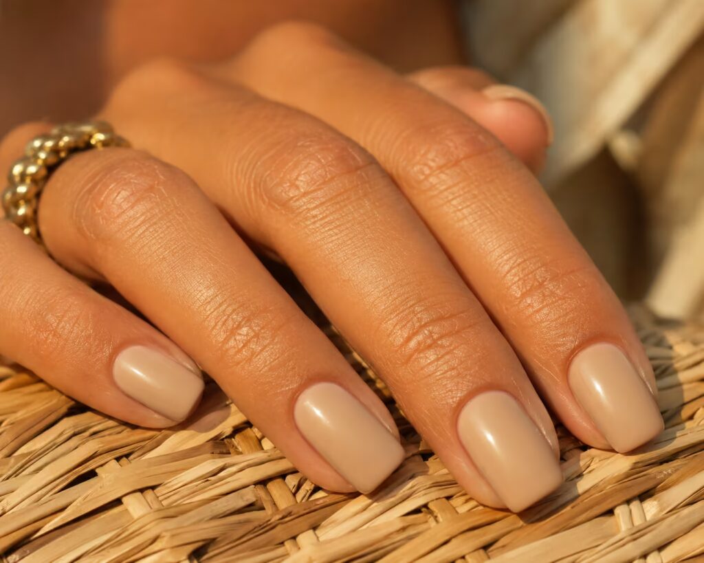Nude Beige Satin Squoval