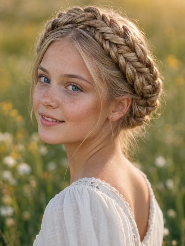 Crown Halo as one of the Braided hairstyles for teens