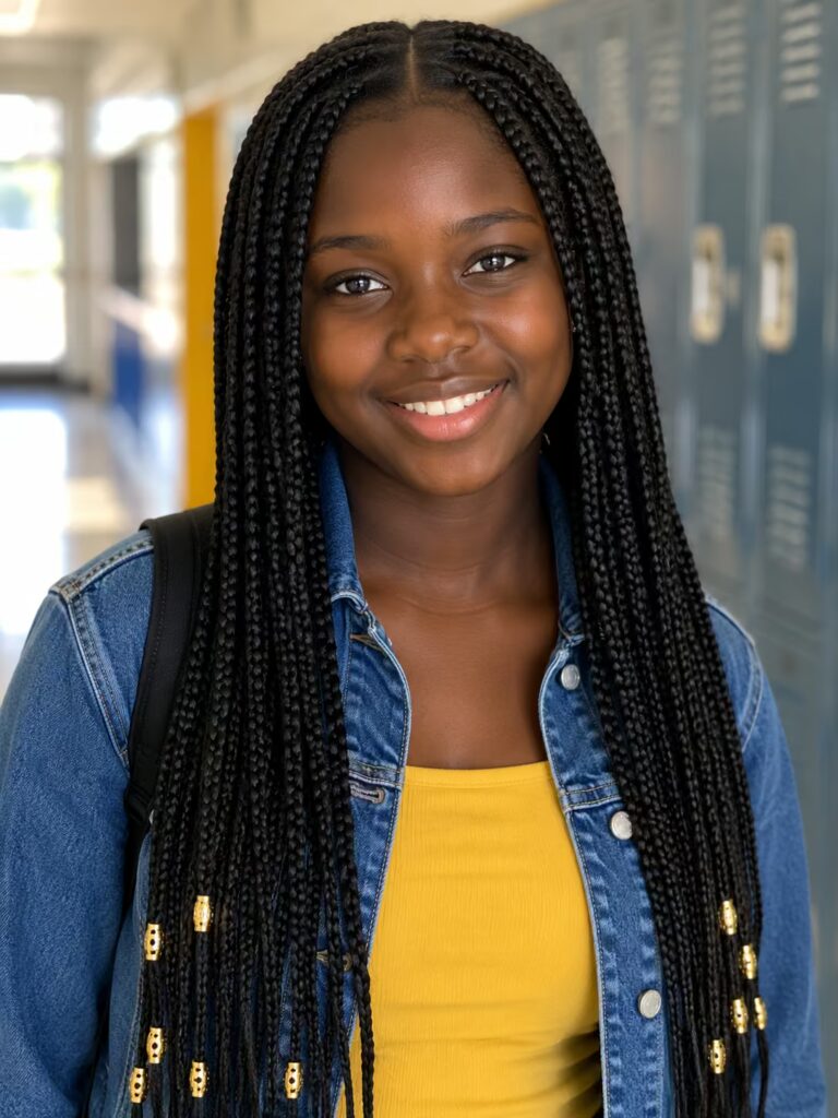 Knotless Box Braids as one of the Back-to-School Hairstyles for Black Women